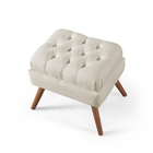 Puff De Linho Apoio De Pés Para Sala  - Bege Claro