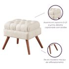 Puff De Linho Apoio De Pés Para Sala  - Bege Claro