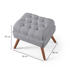 Puff De Linho Apoio De Pés Para Sala  - Cinza