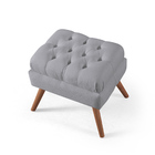 Puff De Linho Apoio De Pés Para Sala  - Cinza