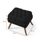 Puff De Linho Apoio De Pés Para Sala  - Preto