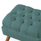 Puff De Linho Apoio De Pés Para Sala  - Verde