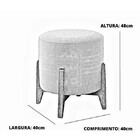 Puff De Linho Thor Bege Claro Confortável Ambiente Luxuoso