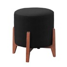 Puff De Linho Thor Preto Puff Confortável Ambiente Luxuoso