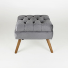 Puff De Veludo Apoio De Pés Para Sala - Chumbo