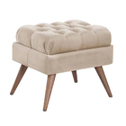 Puff De Veludo Apoio De Pés Para Sala - Nude