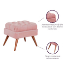 Puff De Veludo Apoio De Pés Para Sala - Rosa Chá