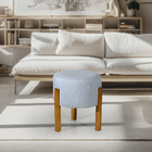 Puff Decoração Sala Pés Madeira Cinza - Rede Móveis