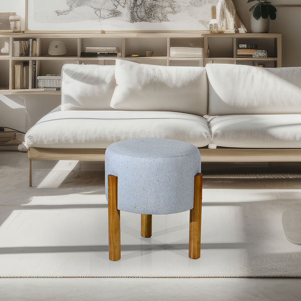 Puff Decoração Sala Pés Madeira Cinza - Rede Móveis