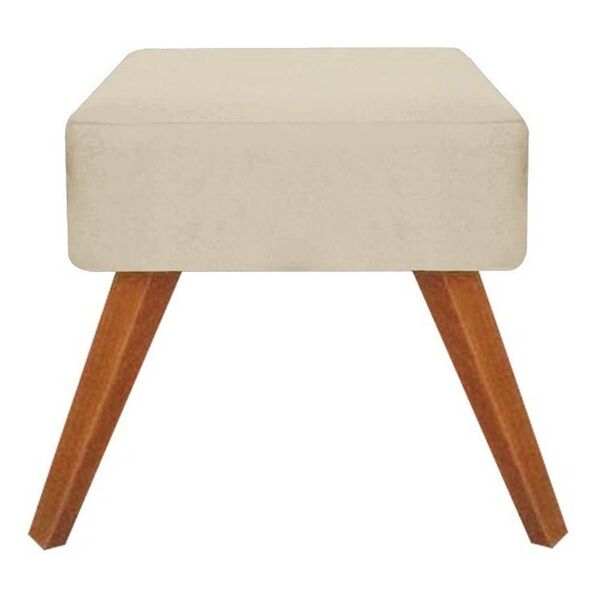 Puff Decorativa Quadrado Opalla Suede Bege - Dominic Decor