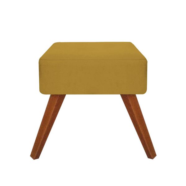 Puff Decorativa Quadrado Opalla Suede Mostarda - Dominic Decor