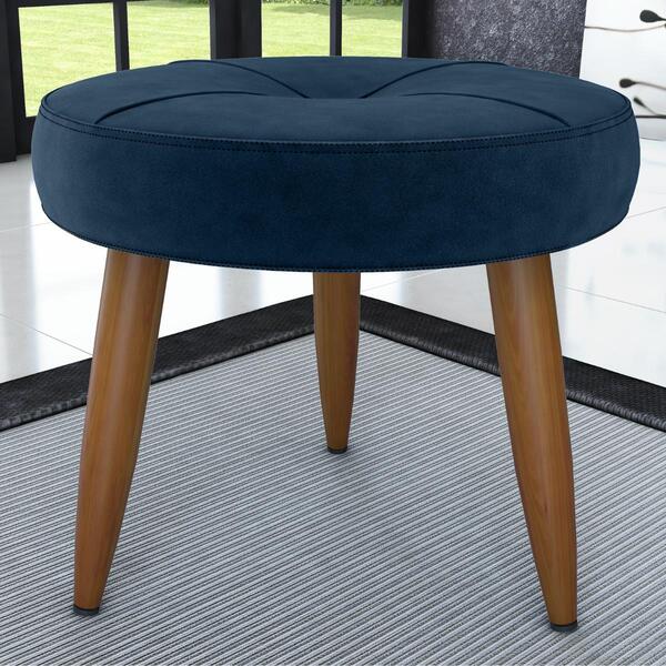 Puff Decorativa Redondo Marici Veludo Azul