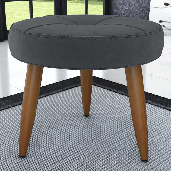 Puff Decorativa Redondo Veneza Veludo Cinza