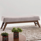 Puff Decorativo 100cm Lionel Linho Pés Madeira Bege/imbúia G6