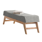 Puff Decorativo 100cm Lionel Linho Pés Madeira Cinza/natural