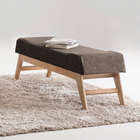 Puff Decorativo 100cm Lionel Linho Pés Madeira Marrom/natural