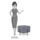 Puff Decorativo 45cm Base Aço Status B-317 Veludo Cinza Domi