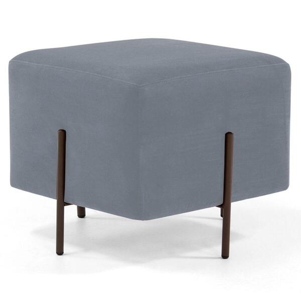 Puff Decorativo 45cm Base Aço Status B-317 Veludo Cinza Domi