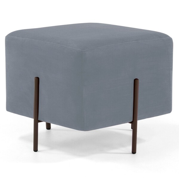 Puff Decorativo 45cm Base Aço Status C-317 Veludo Cinza - Domi