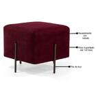 Puff Decorativo 45cm Base Aço Status Veludo Marsala Domi