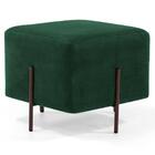 Puff Decorativo 45cm Base Aço Status Veludo Verde Musgo Domi