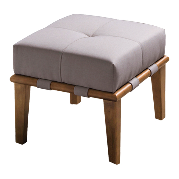 Puff Decorativo 45cm Martínez Linho Pés Madeira Bege/natural