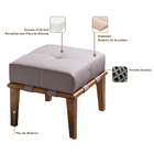 Puff Decorativo 45cm Martínez Linho Pés Madeira Bege/natural