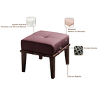 Puff Decorativo 45cm Martínez Veludo Pés Madeira Rosa/imbúia