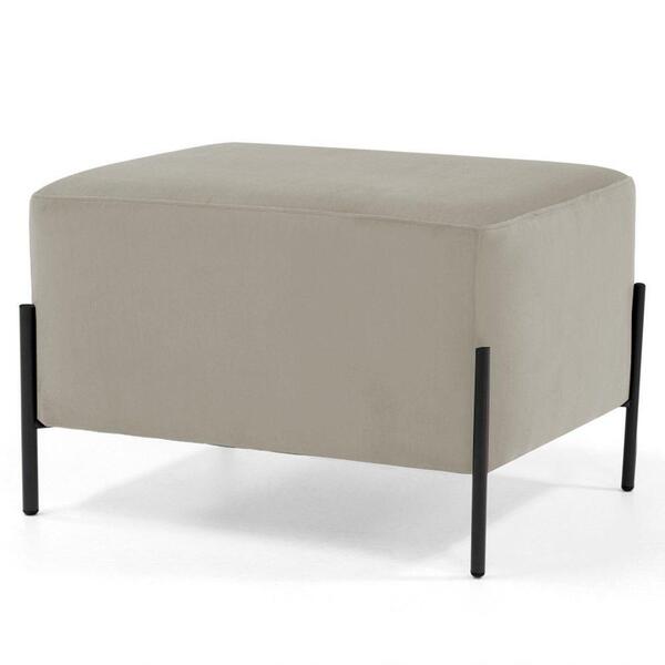 Puff Decorativo 60cm Base Aço Status Bege