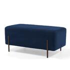 Puff Decorativo 90cm Base Aço Status Veludo Azul Marinho