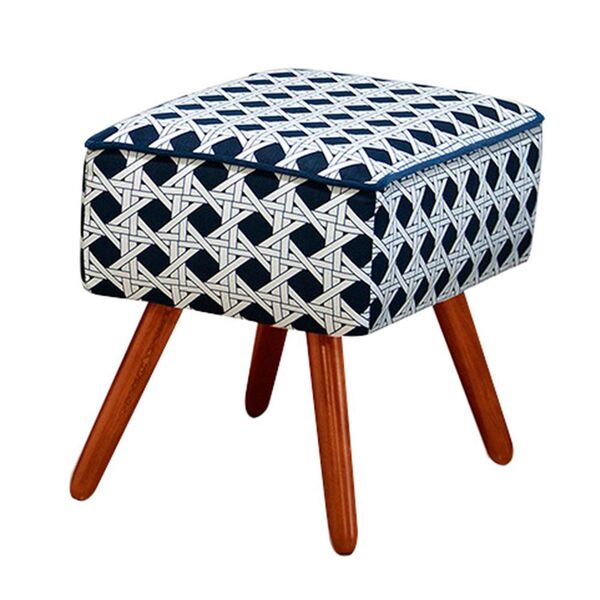 Puff Decorativo Agata Pés Palito Azul Marinho - Konfort