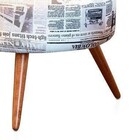 Puff Decorativo Angel Suede Jornal Branco L20