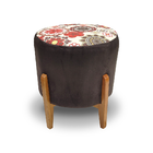 Puff Decorativo Anna Preto Com Floral