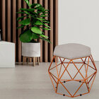 Puff Decorativo Aramado Bronze Six L02 Linho Bege - Lyam Decor