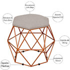 Puff Decorativo Aramado Bronze Six L02 Linho Bege - Lyam Decor