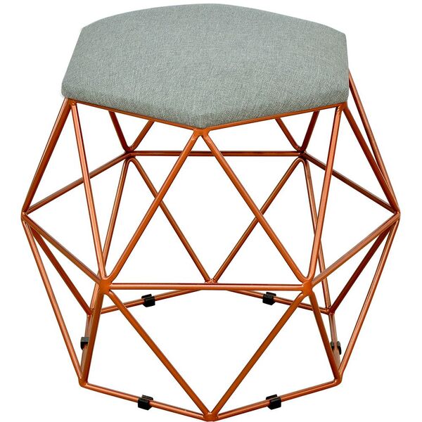 Puff Decorativo Aramado Bronze Six L02 Linho Cinza Escuro - L