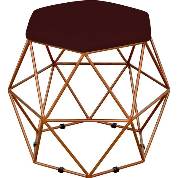 Puff Decorativo Aramado Bronze Six L02 Suede Marsala - Lyam D