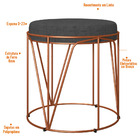 Puff Decorativo Aramado Bronze Zaya L02 Linho Chumbo - Lyam D