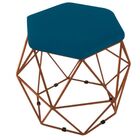 Puff Decorativo Aramado Onix Base Bronze Suede Azul Royal