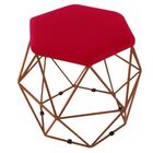 Puff Decorativo Aramado Onix Base Bronze Suede Vermelho