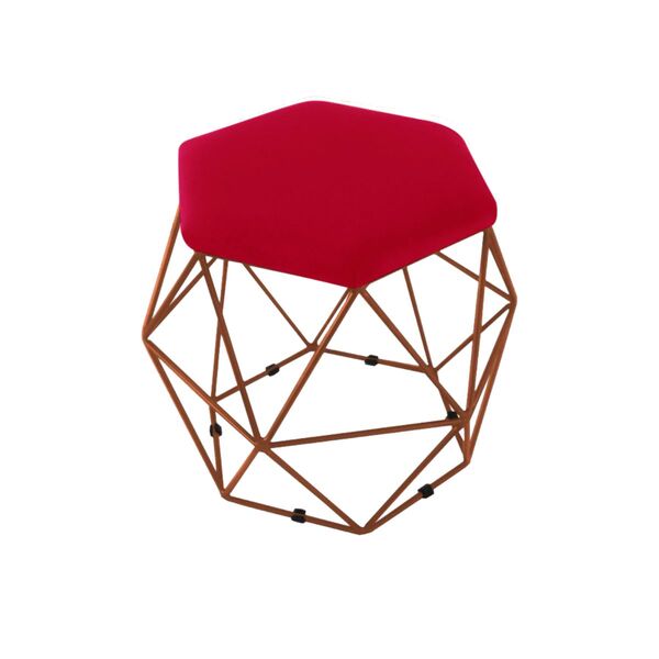 Puff Decorativo Aramado Onix Base Em Bronze B3 Moveis Vermelho