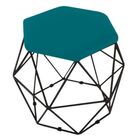 Puff Decorativo Aramado Onix Base Preta Suede Azul Turquesa