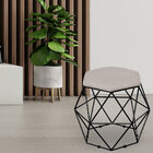 Puff Decorativo Aramado Preto Six L02 Linho Bege - Lyam Decor