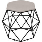 Puff Decorativo Aramado Preto Six L02 Linho Bege - Lyam Decor