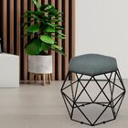 Puff Decorativo Aramado Preto Six L02 Linho Chumbo - Lyam Dec