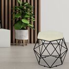 Puff Decorativo Aramado Preto Six L02 Suede Bege - Lyam Decor