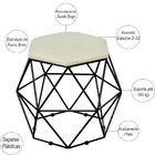 Puff Decorativo Aramado Preto Six L02 Suede Bege - Lyam Decor