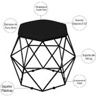 Puff Decorativo Aramado Preto Six L02 Suede Preto - Lyam Decor