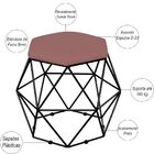 Puff Decorativo Aramado Preto Six L02 Suede Rosê - Lyam Decor