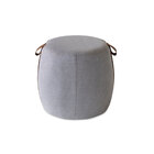 Puff Decorativo Aurora Redondo Tecido Linho Detalhes Em Mater